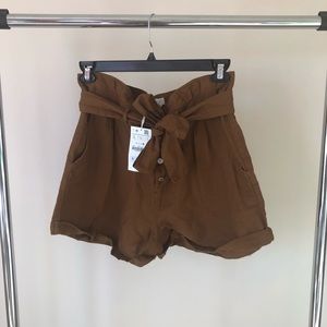 Zara Paper Bag Style High Waisted Shorts